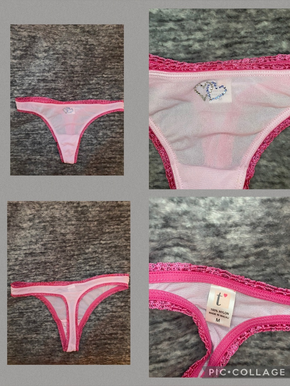 Sheer Thong with heart design size small